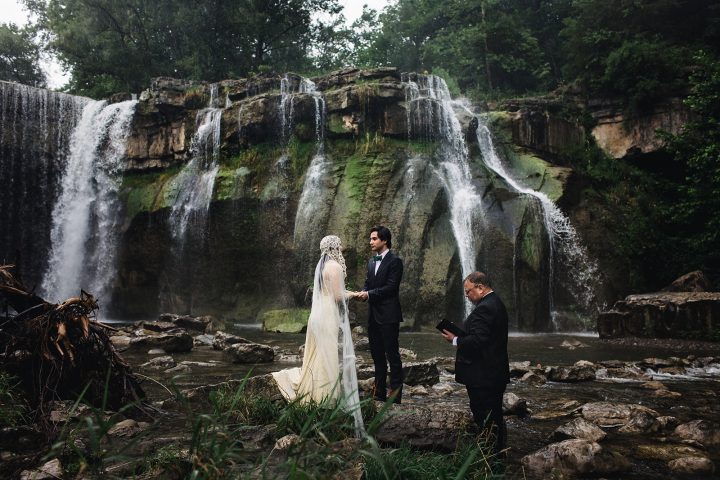 waterfall elopement couple photo